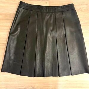 Vintage Anne Klein NY Genuine Leather Pleated Skirt